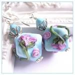 Turquoise Lampwork Earrings..