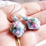 Turquoise Lampwork Earrings..