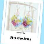 Floral Lampwork Heart Earri..