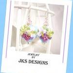 Floral Lampwork Heart Earri..